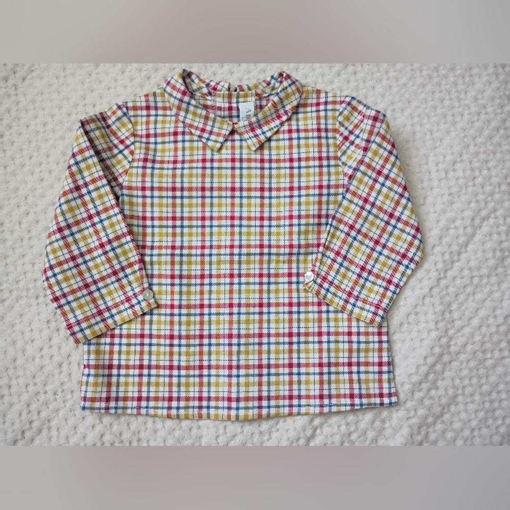 Amaia London Girls' Plaid Peter Pan Collar Blouse in Multicolor